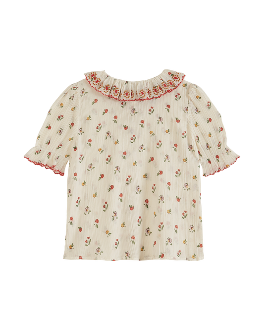 Blouse voile de coton créponné poppy écru