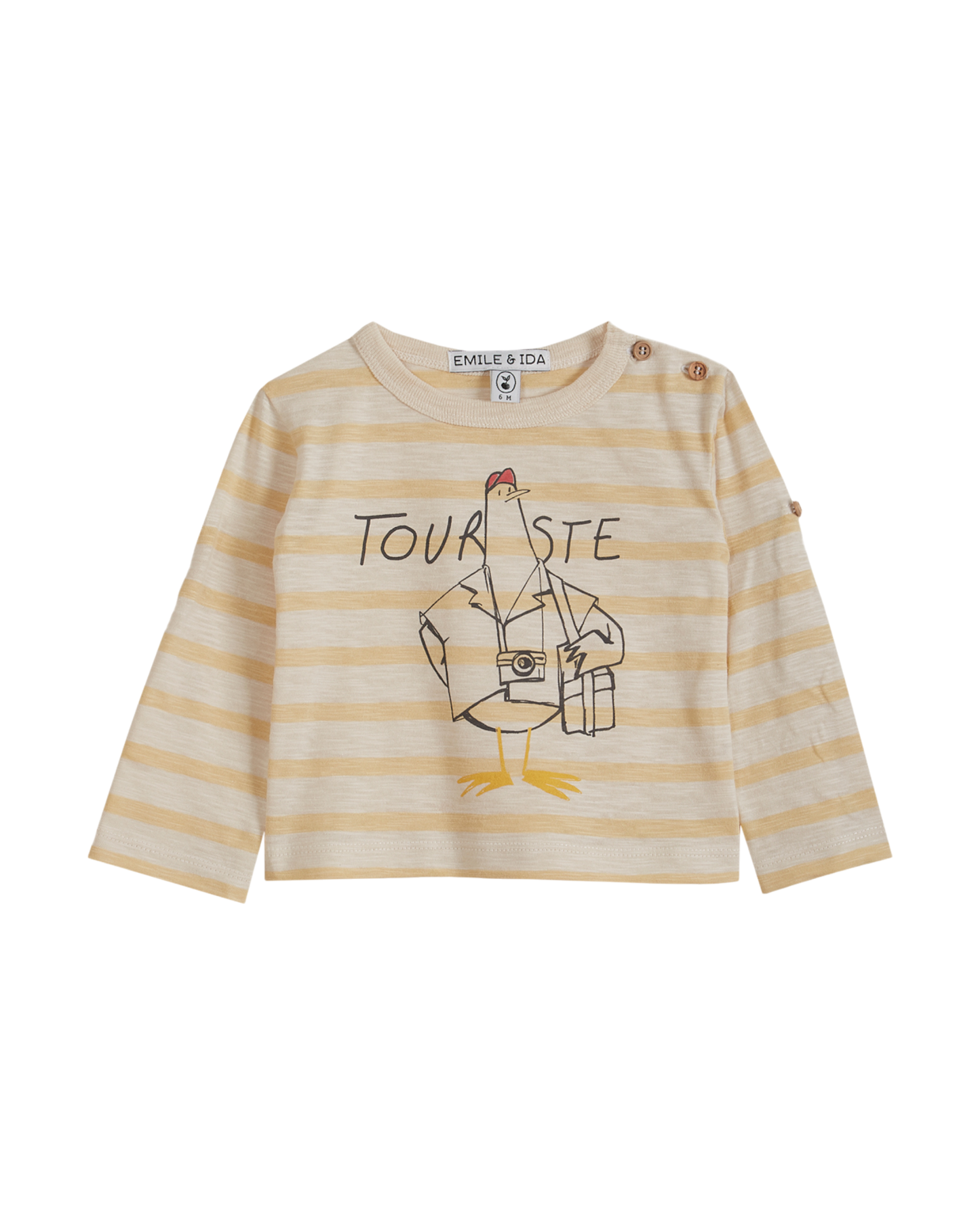 T-shirt coton bio rayé vanille