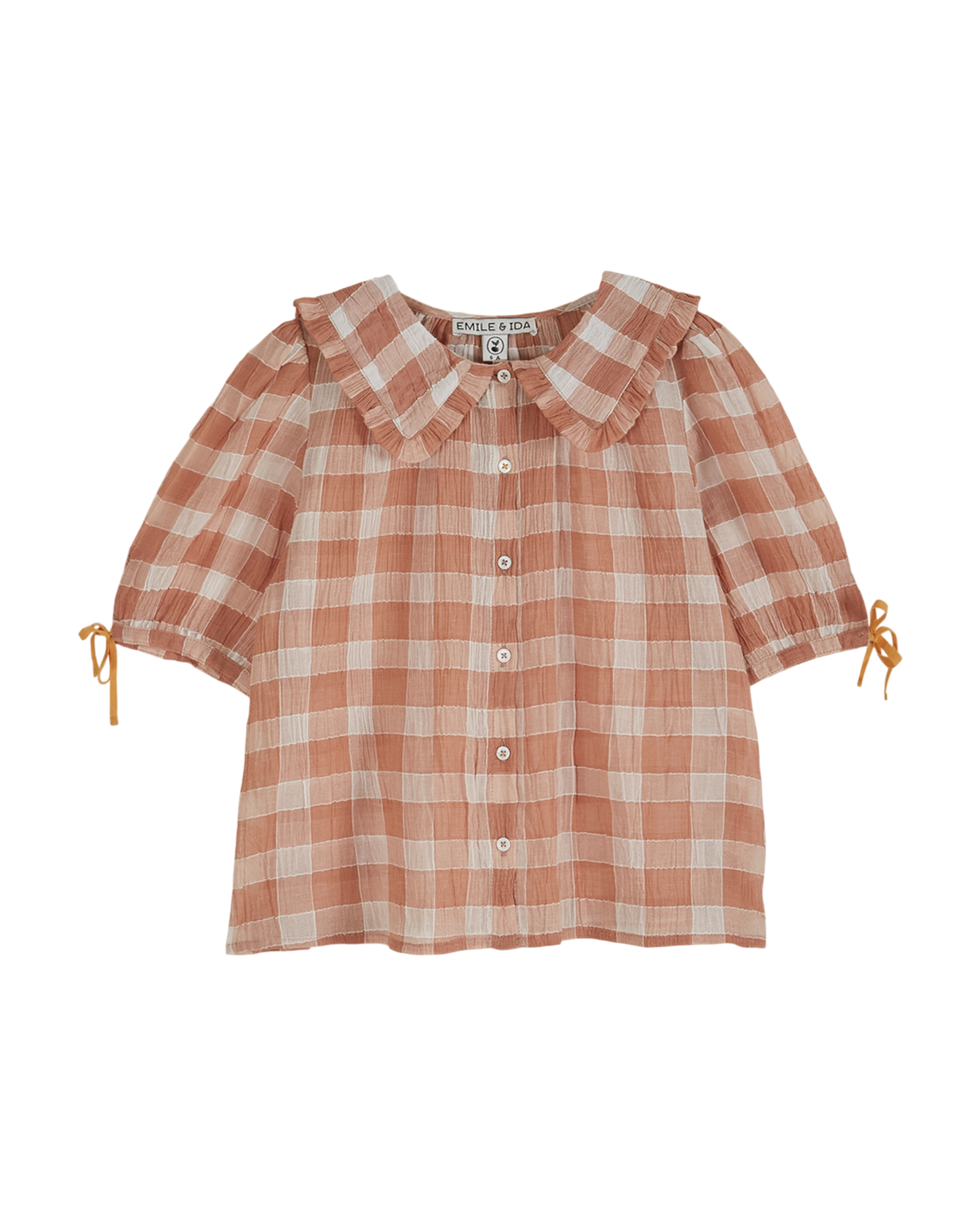Blouse crépon de coton vichy terracotta