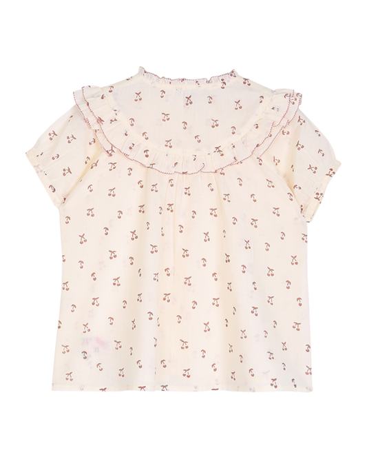 Blouse cerisette écru