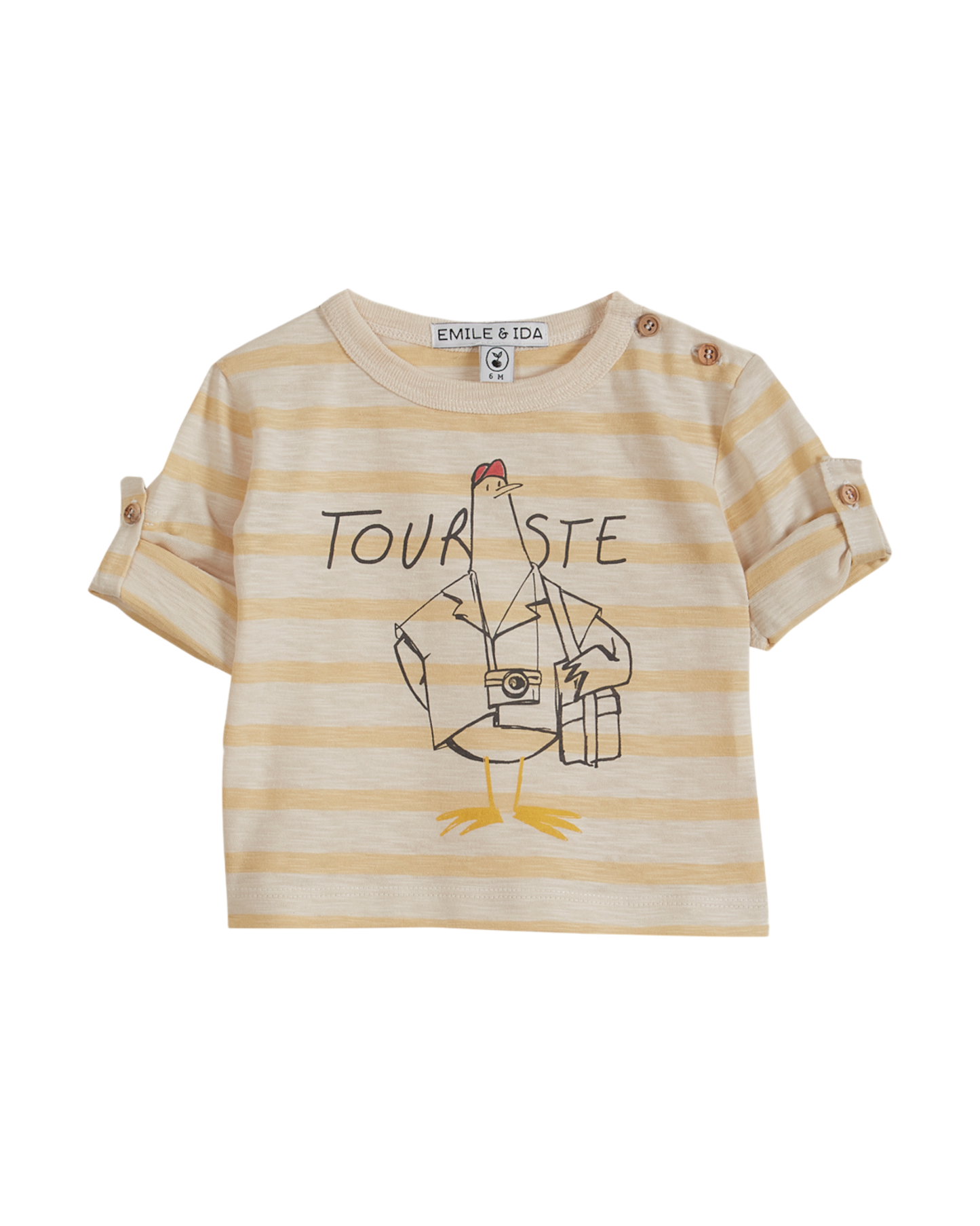 T-shirt coton bio rayé vanille