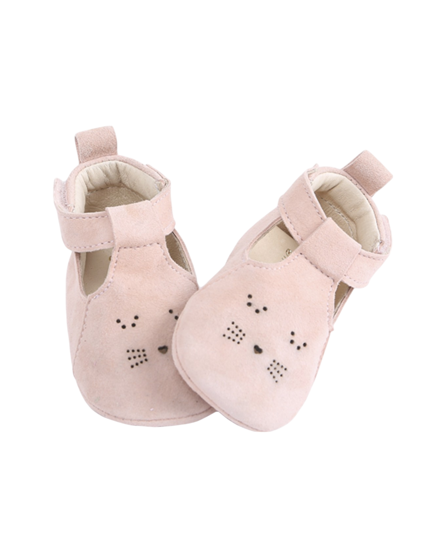 Chaussons chaton cuir de chèvre velours poudre
