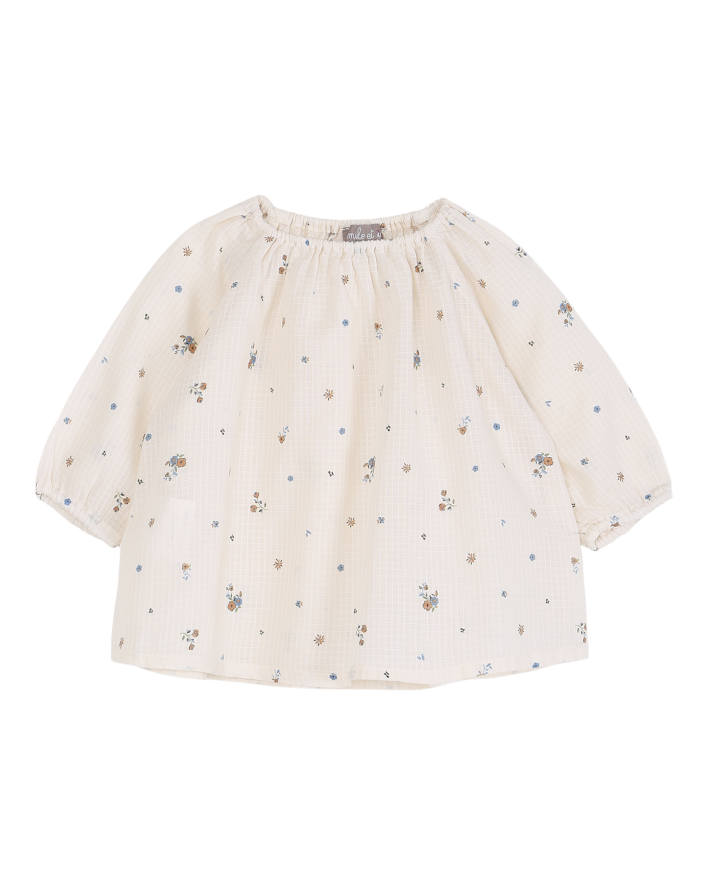 Blouse bébé évasée à fleurs écru