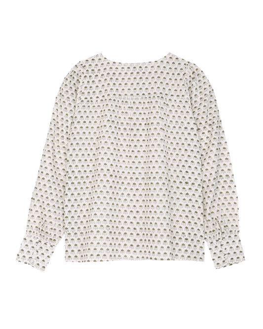 Blouse marguerite block print écru