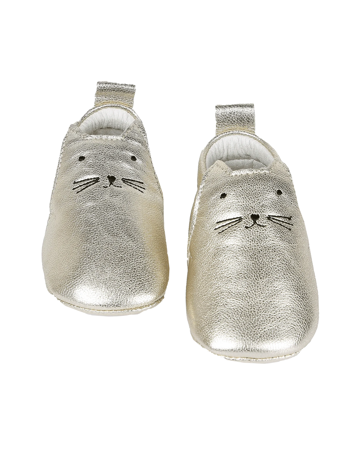 Chaussons chaton en cuir doré