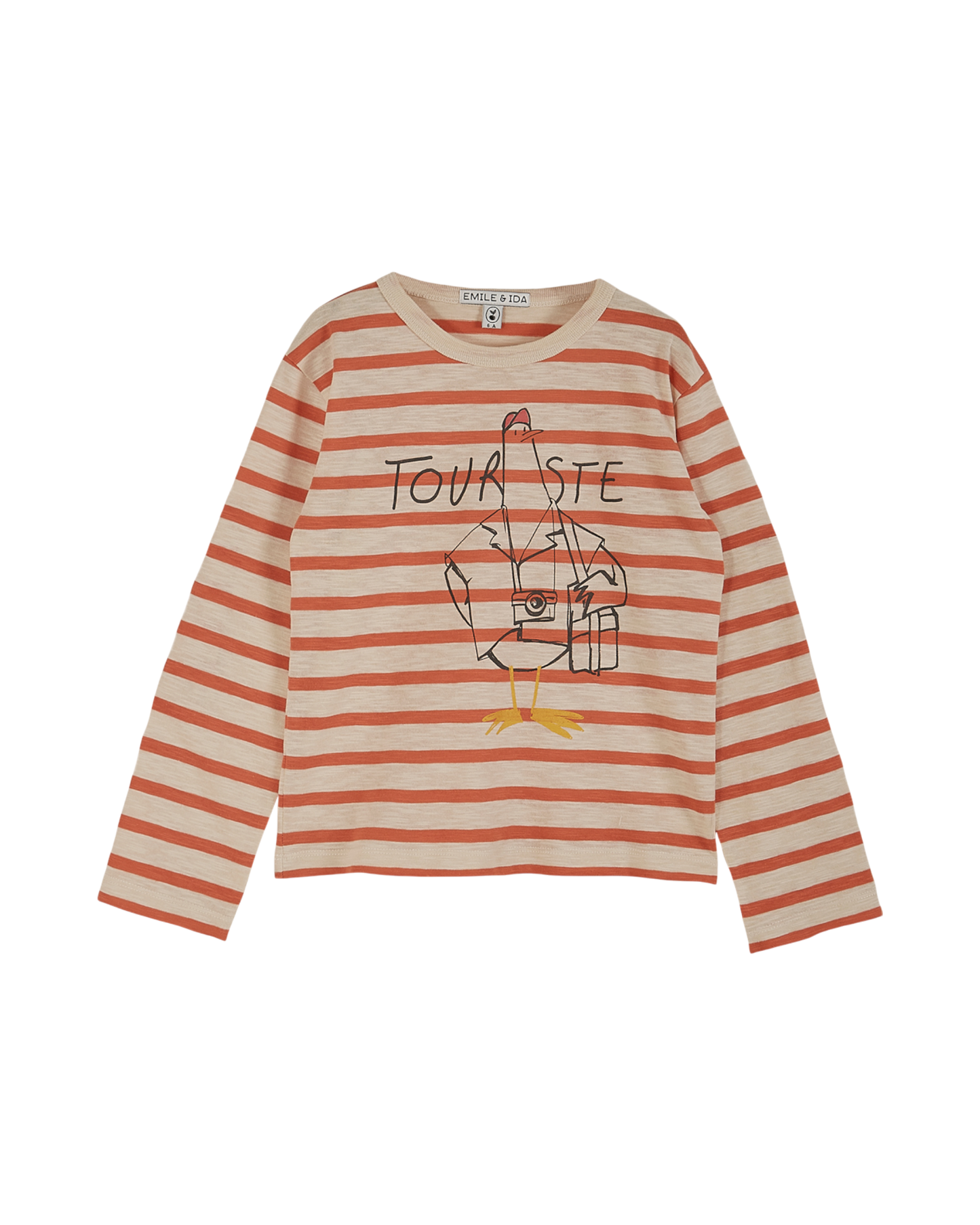 T-shirt coton bio rayé orange