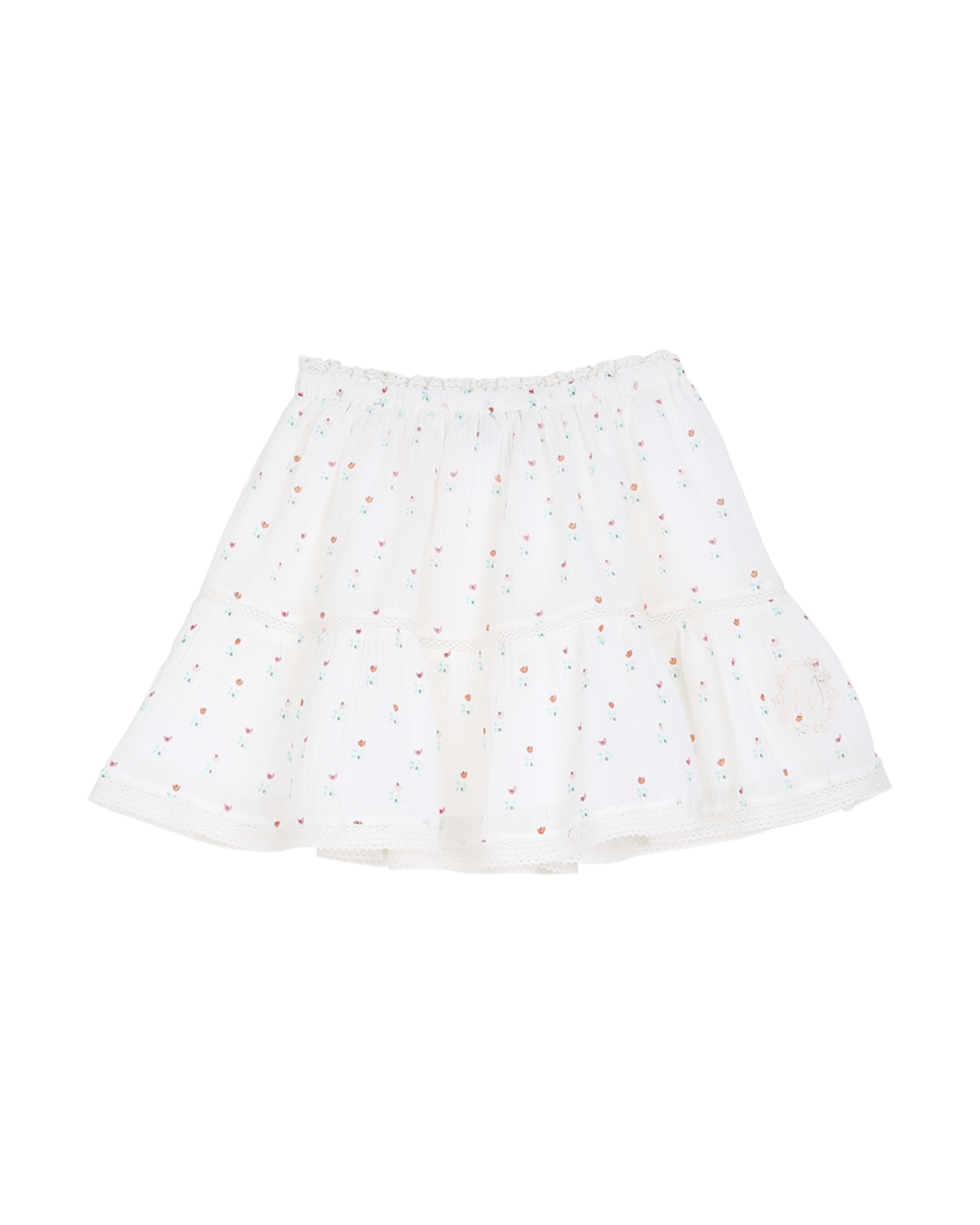 Jupe courte tulipes écru