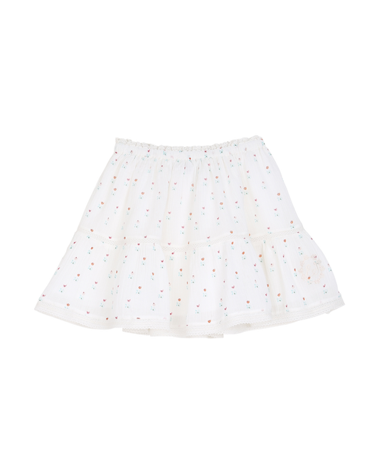Jupe courte tulipes écru