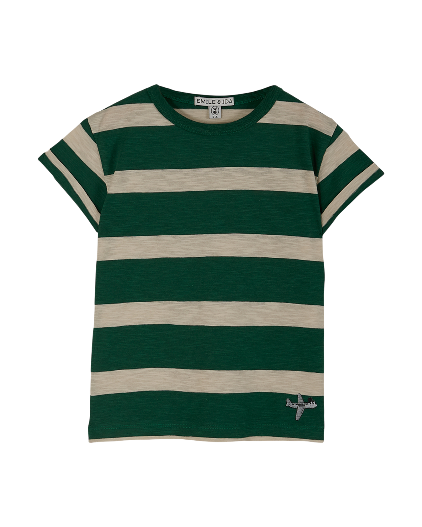 T-shirt coton bio rayé vert