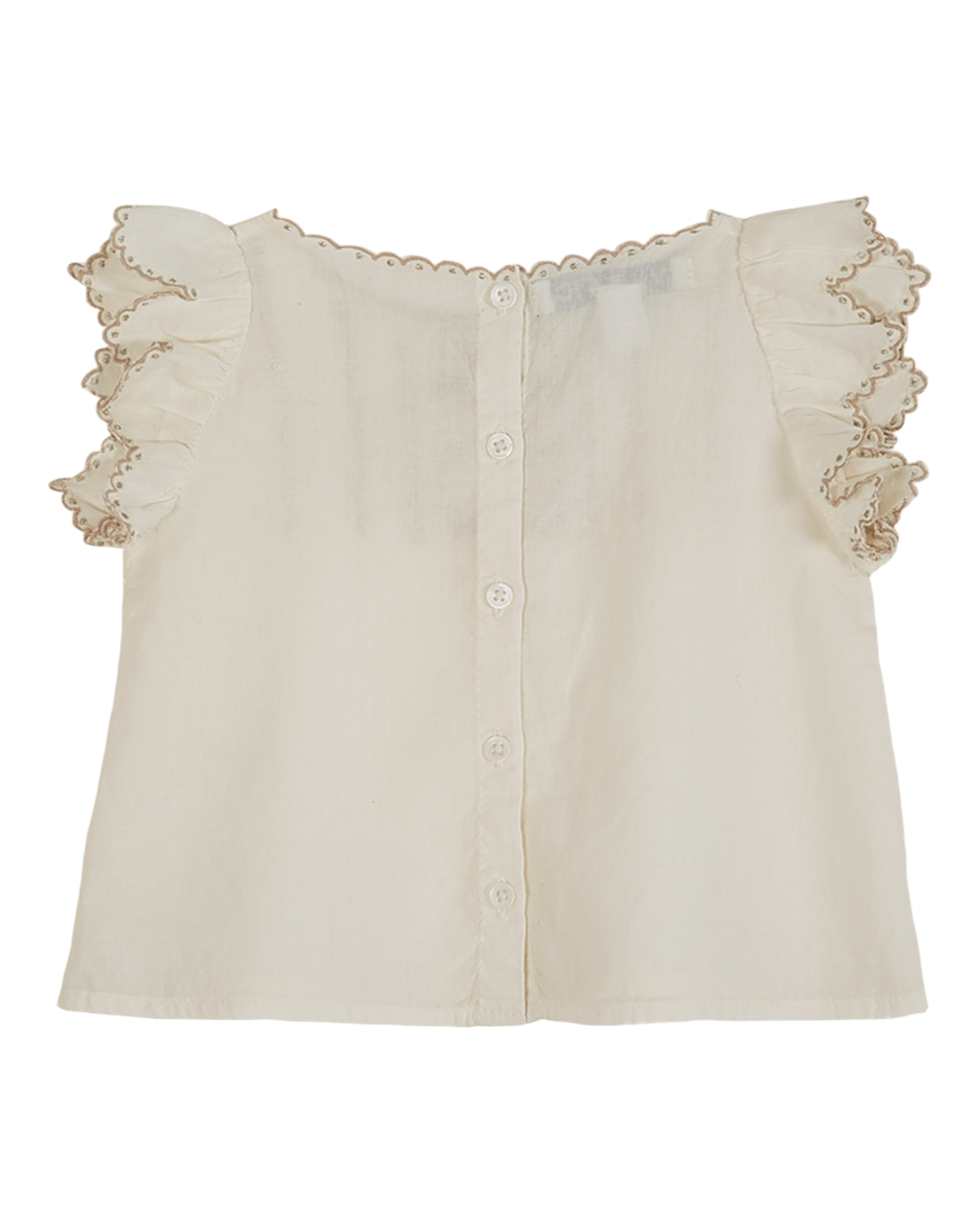 Blouse brodée voile de coton écru