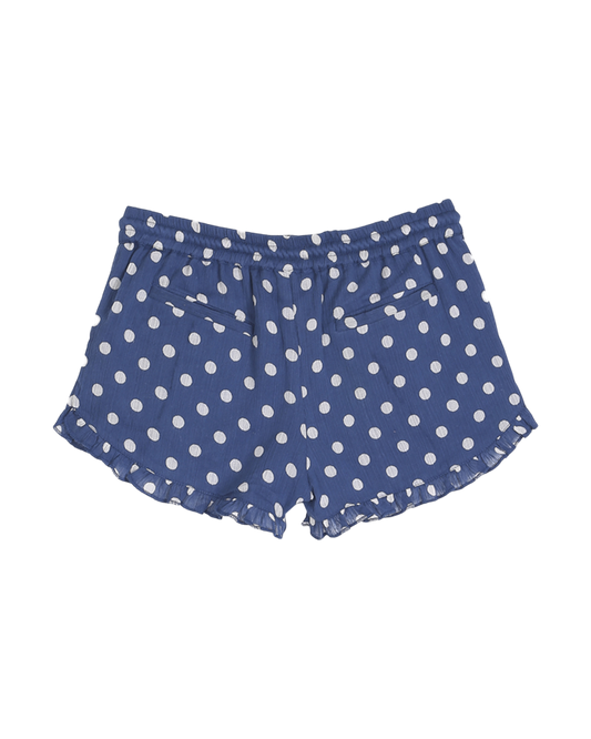 Short volanté à pois bleu