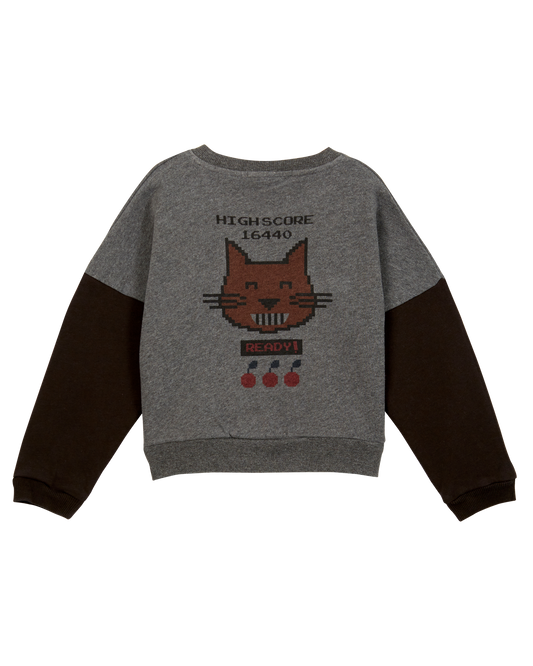 Sweat bicolore coton bio gris chiné foncé