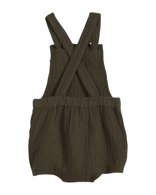 Salopette double gaze de coton kaki