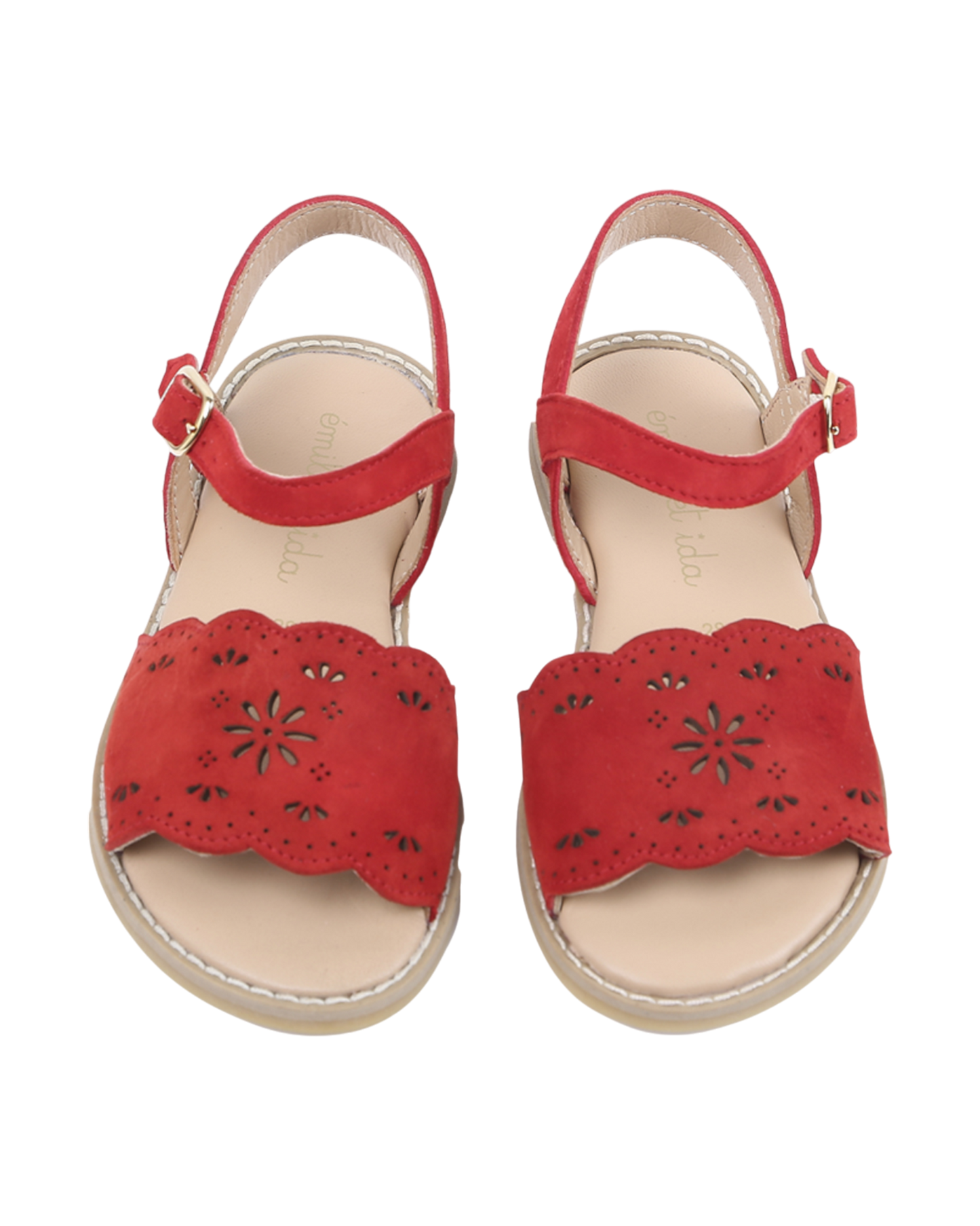 Sandales en cuir coquelicot
