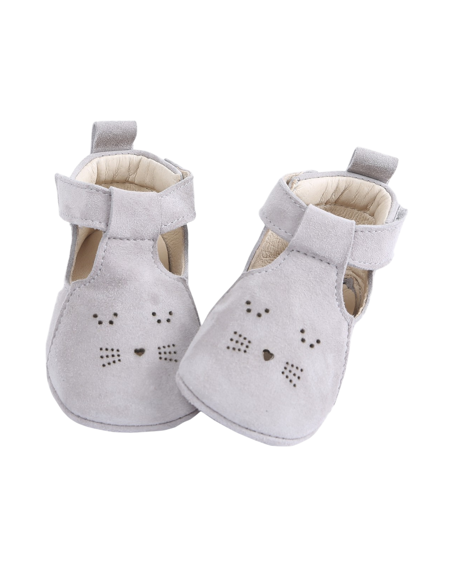 chaussons chaton cuir de chèvre velours gris