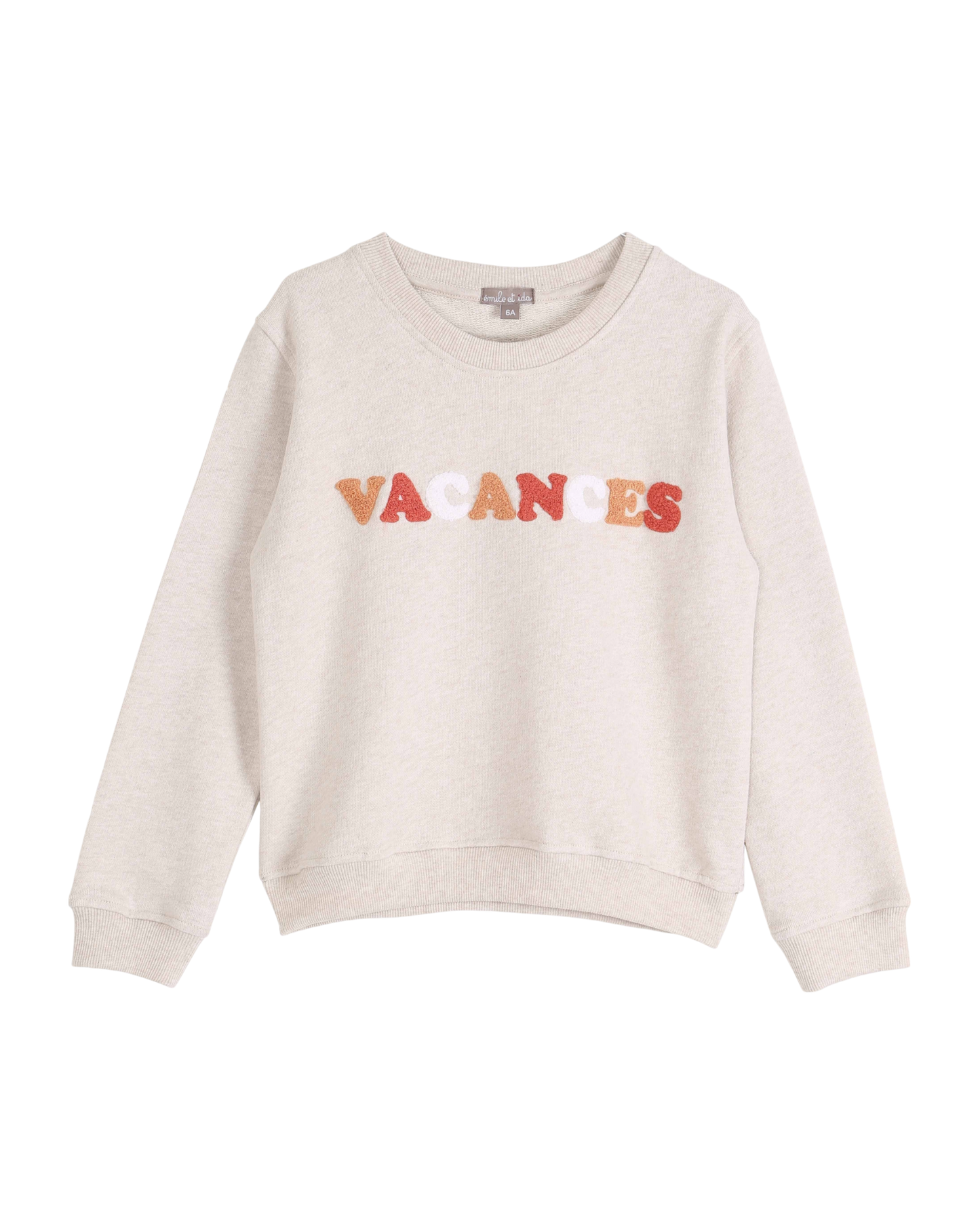 Sweat brodé vacances beige