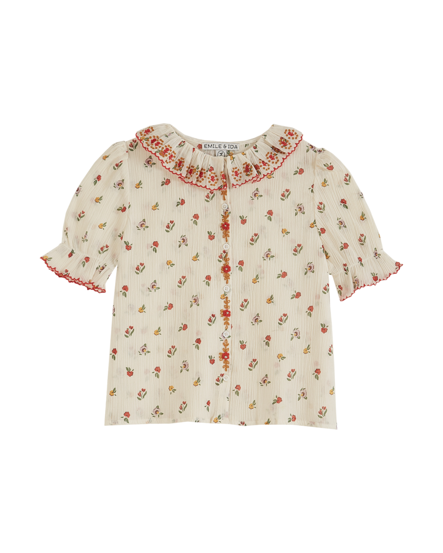 Blouse voile de coton créponné poppy écru
