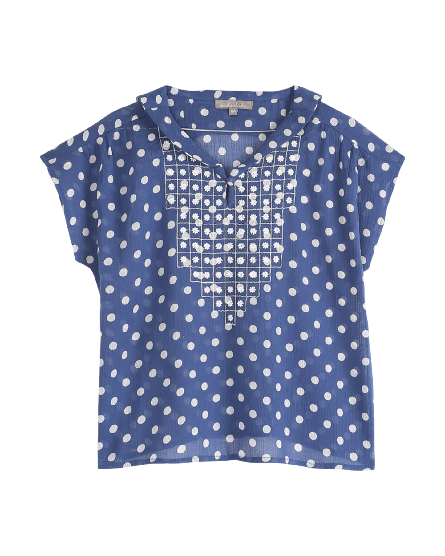 Blouse à pois bleu