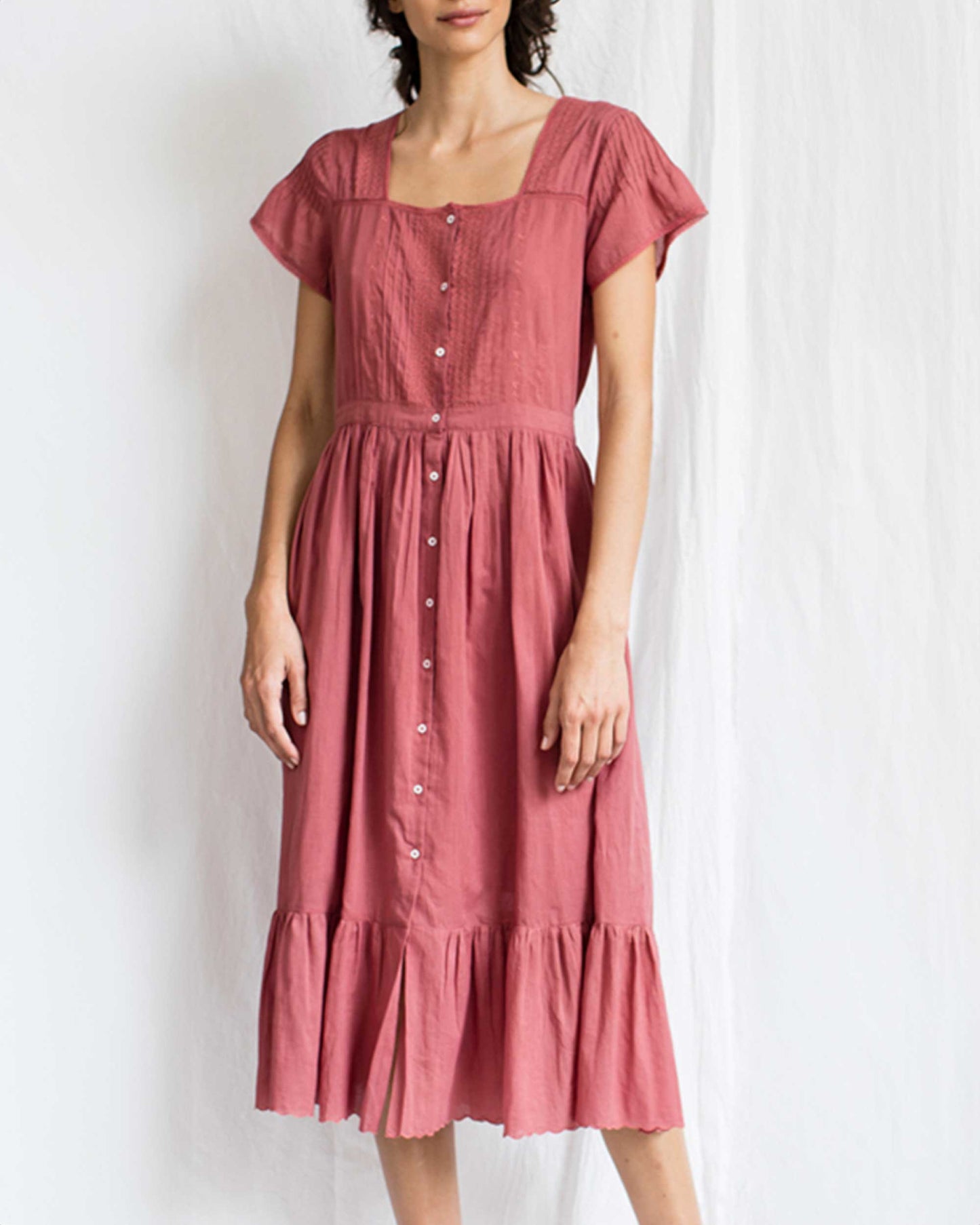 Robe chemisier longue vintage brique