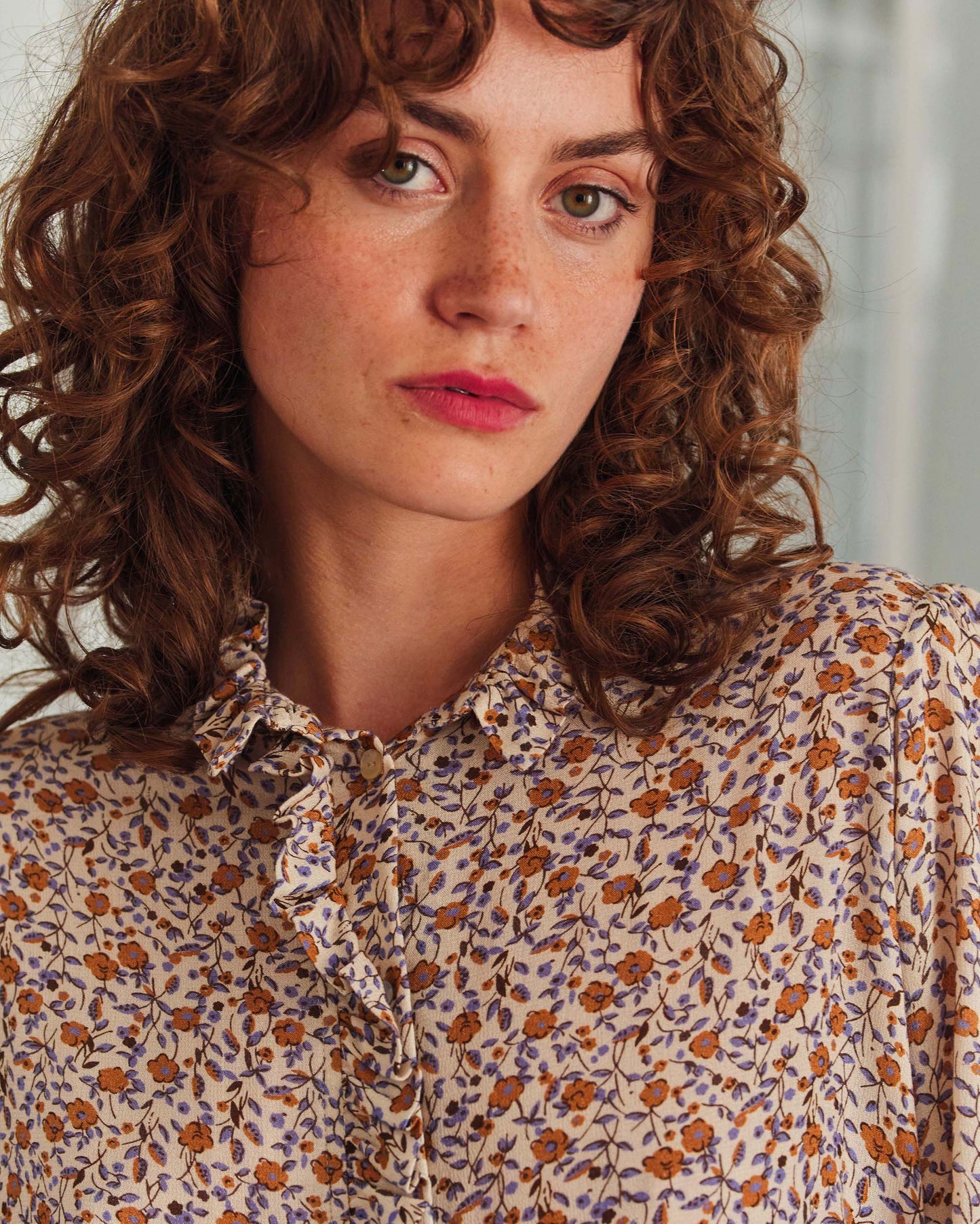 Blouse campanule marron et violet