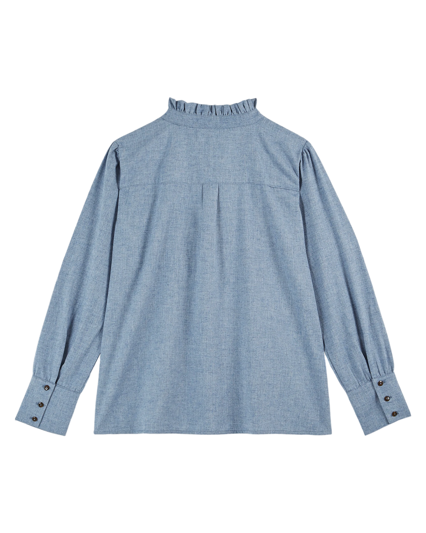 Blouse à volants chiné bleu