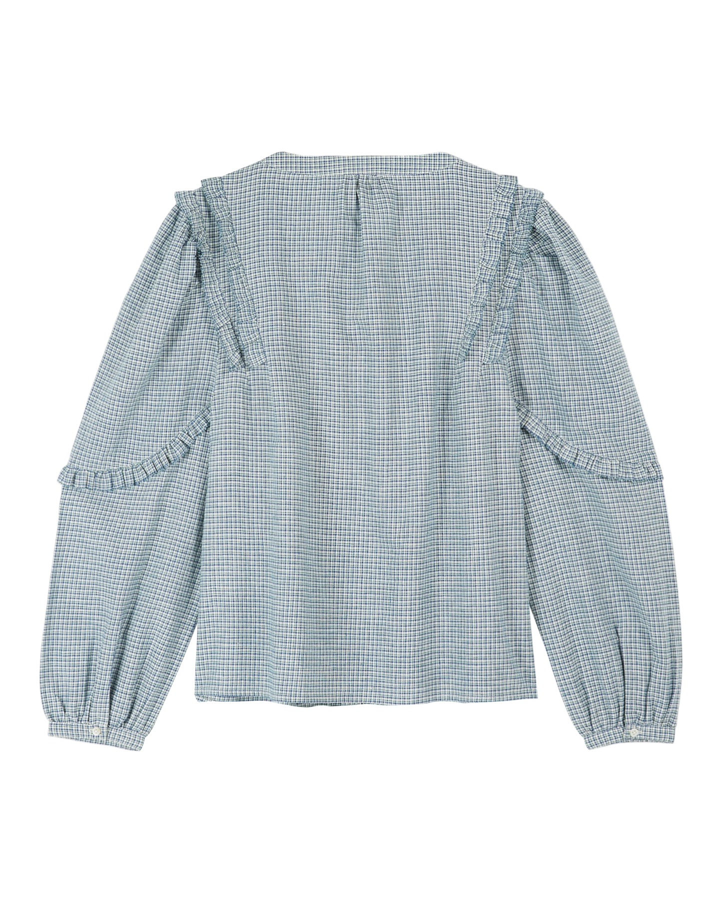 Blouse khadi écossais écru et bleu