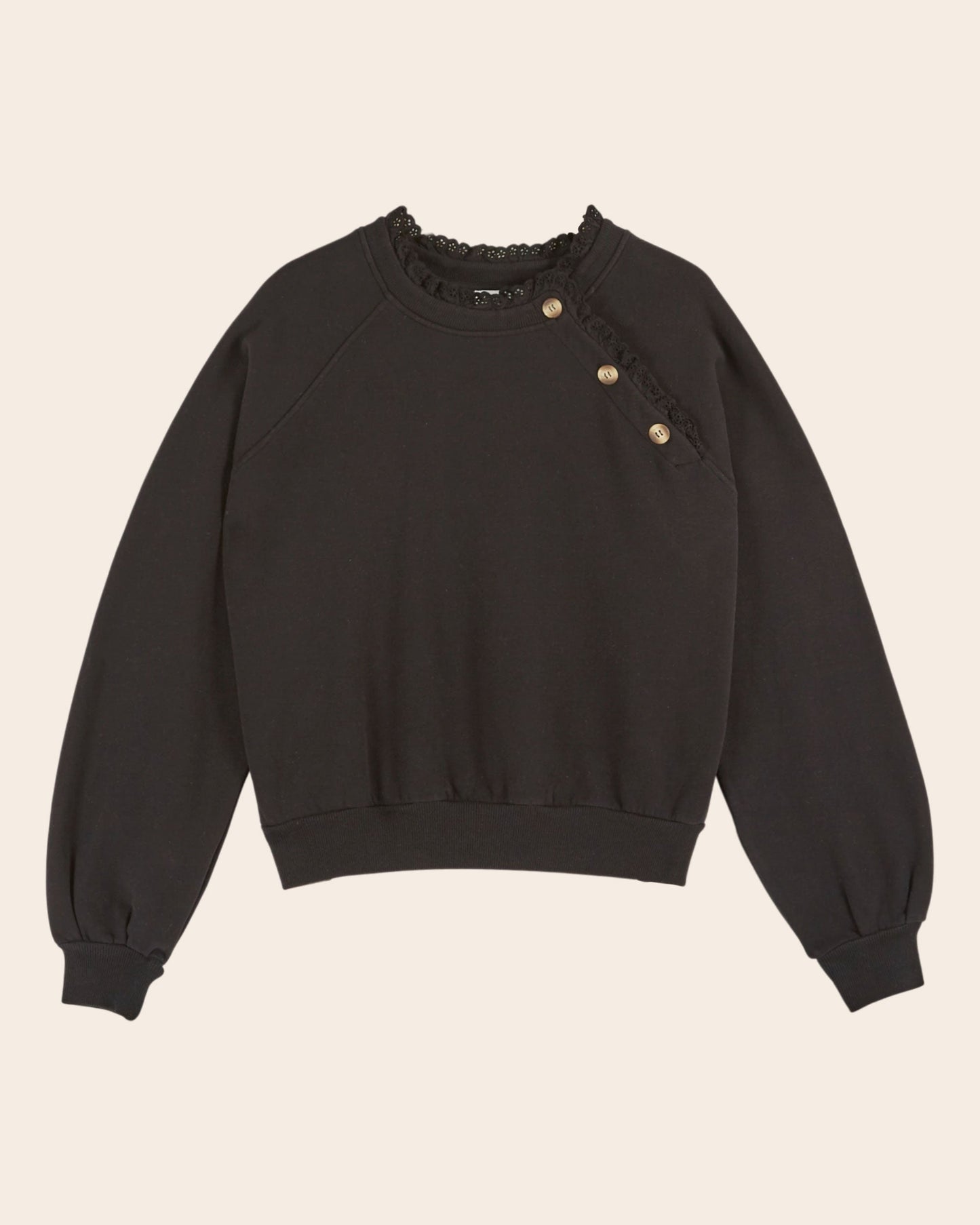 Sweat - Broderie anglaise coton bio noir