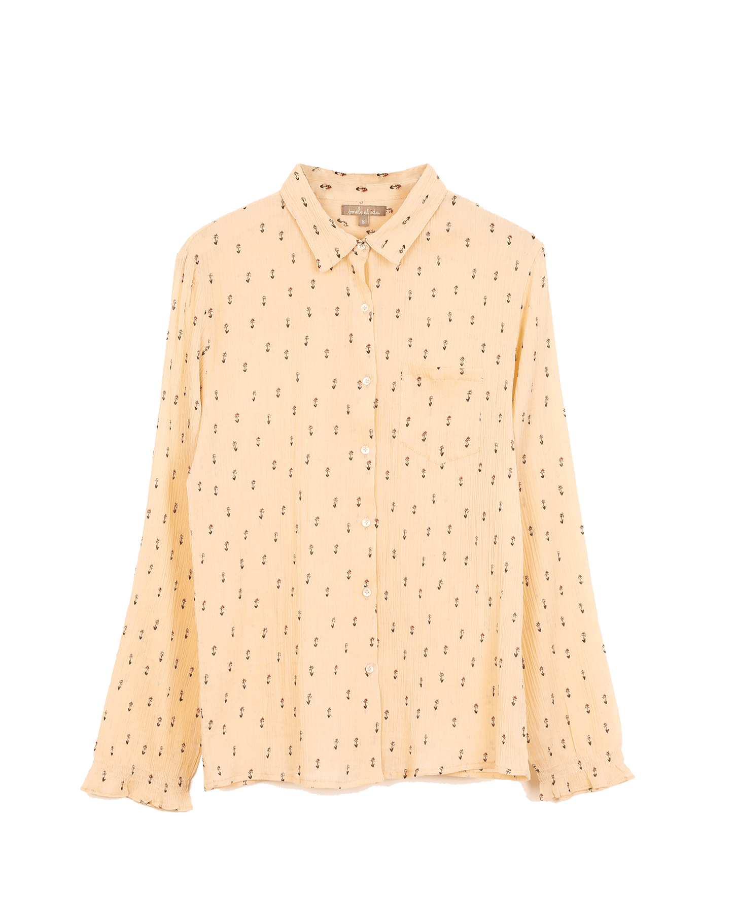Chemise crépon imprimé beige floral