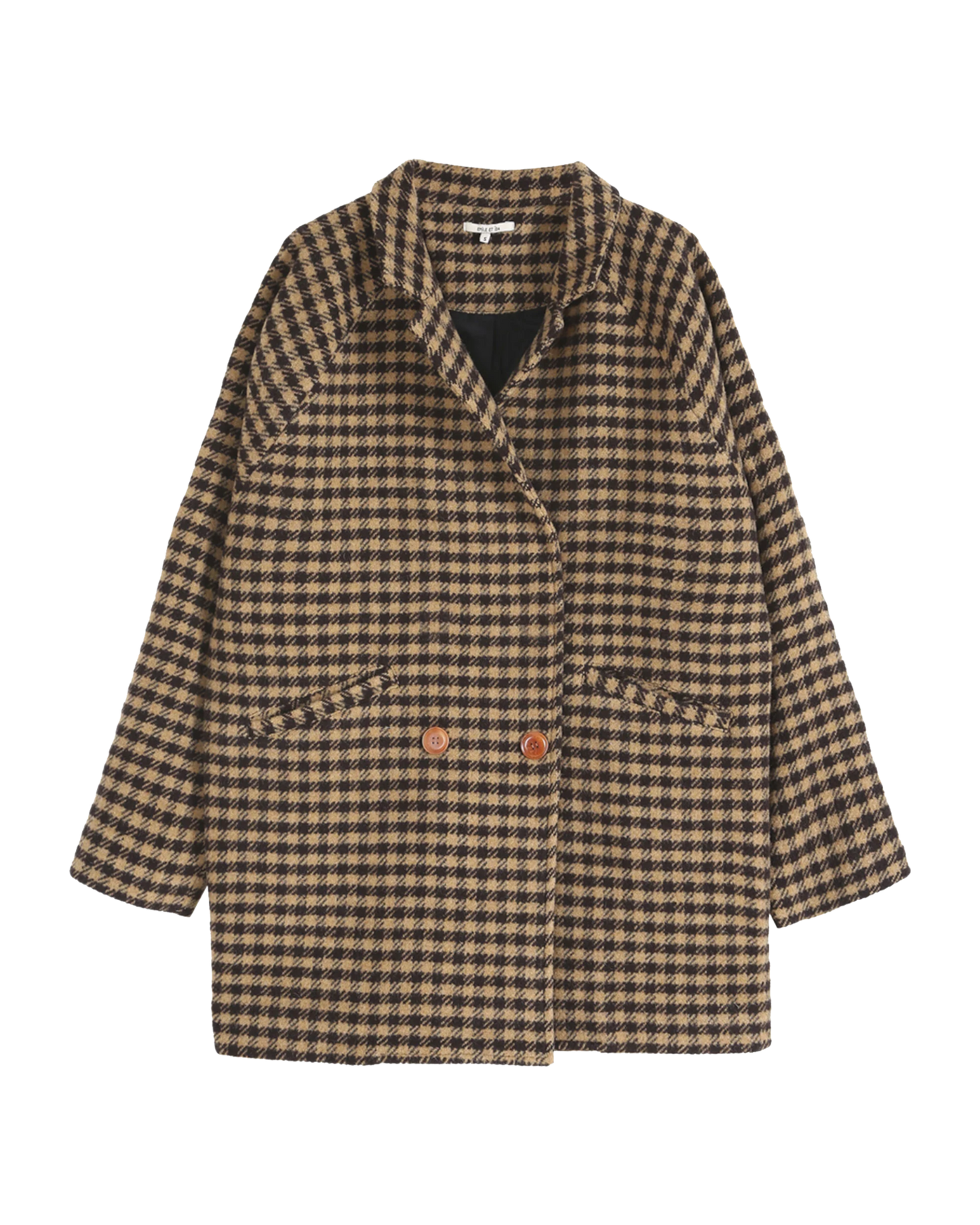 Manteau laine vichy beige
