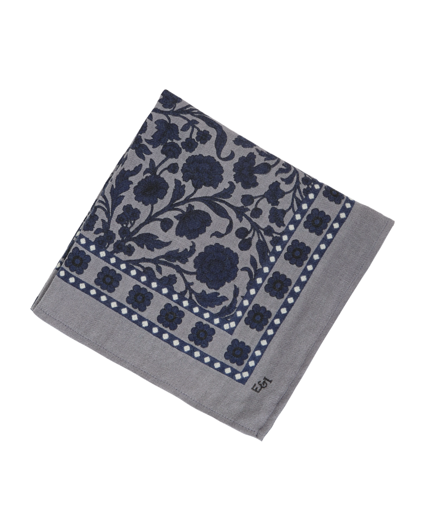 Foulard à fleurs bleu 100x100cm