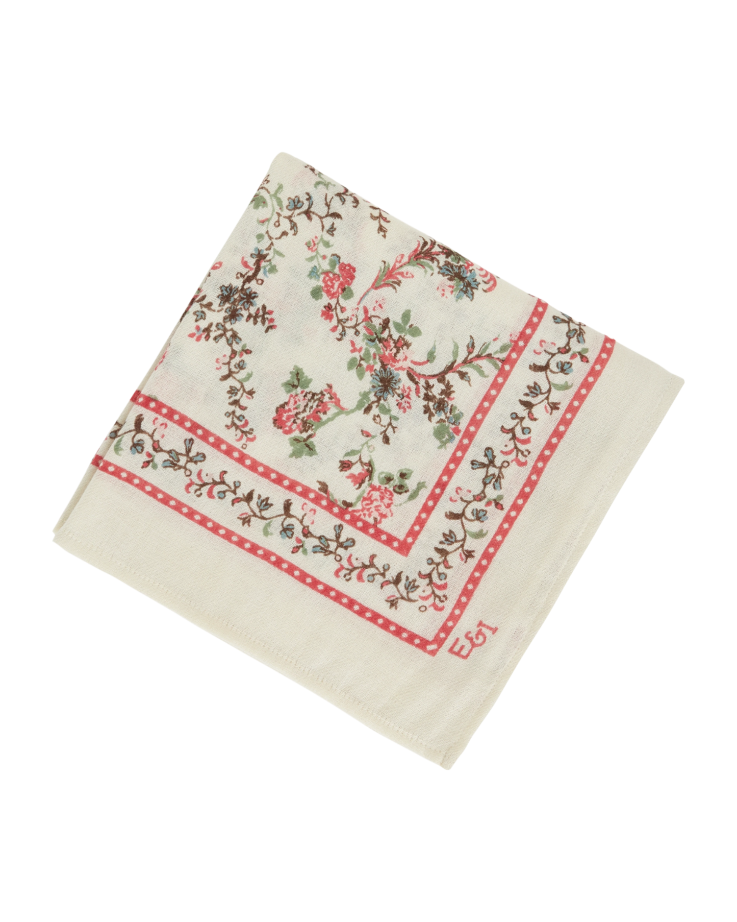 Foulard à fleurs écru 100x100cm
