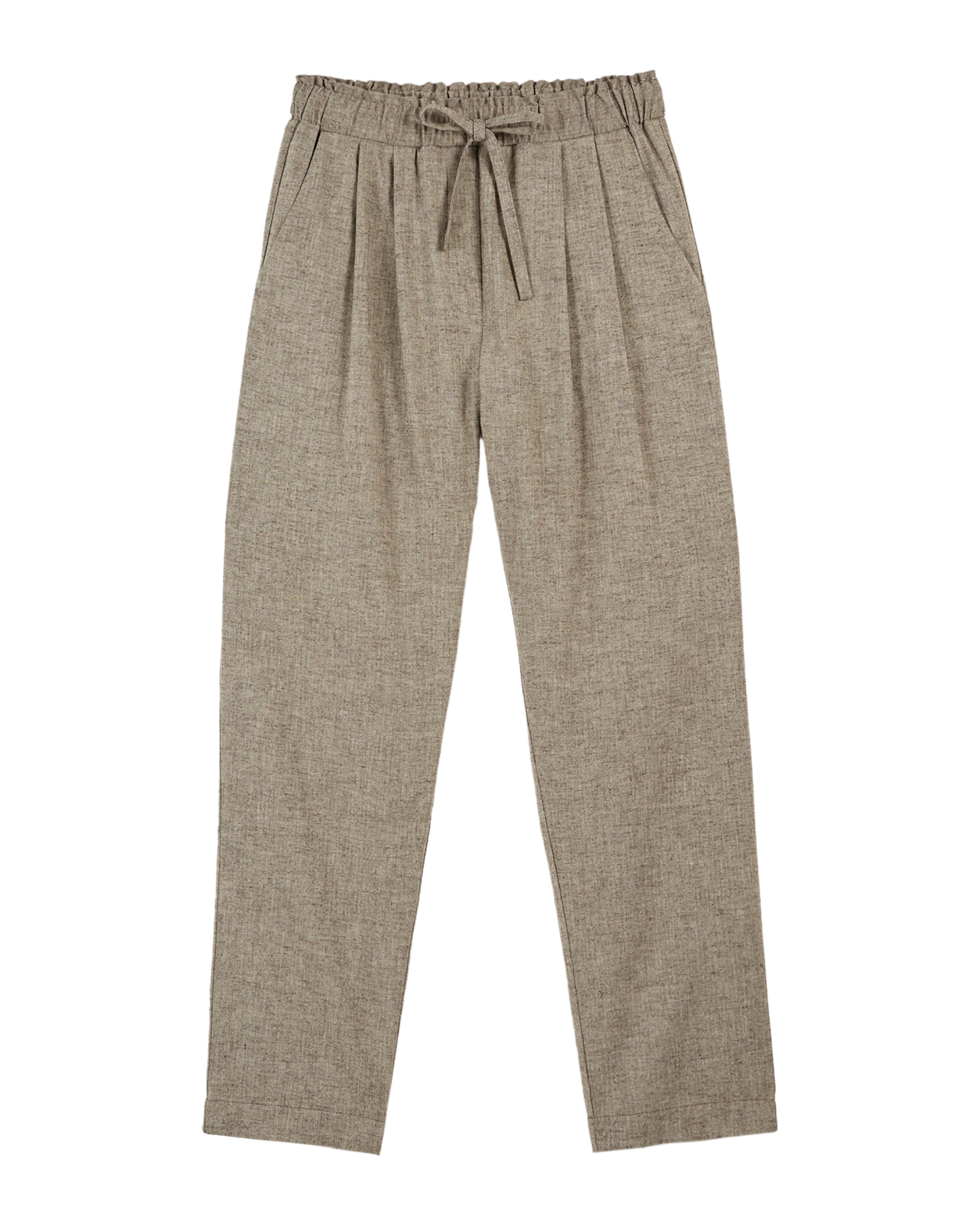 Pantalon carotte chiné beige
