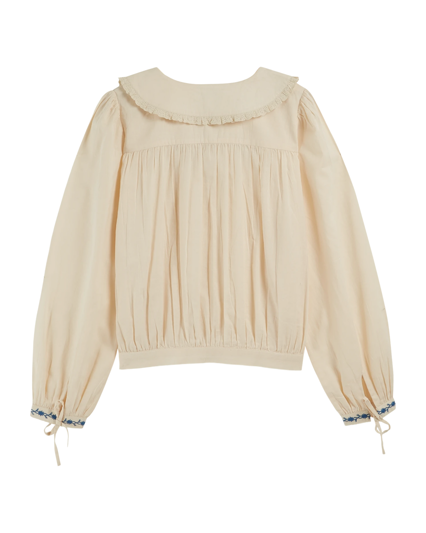 Blouse vintage col à fleurs écru