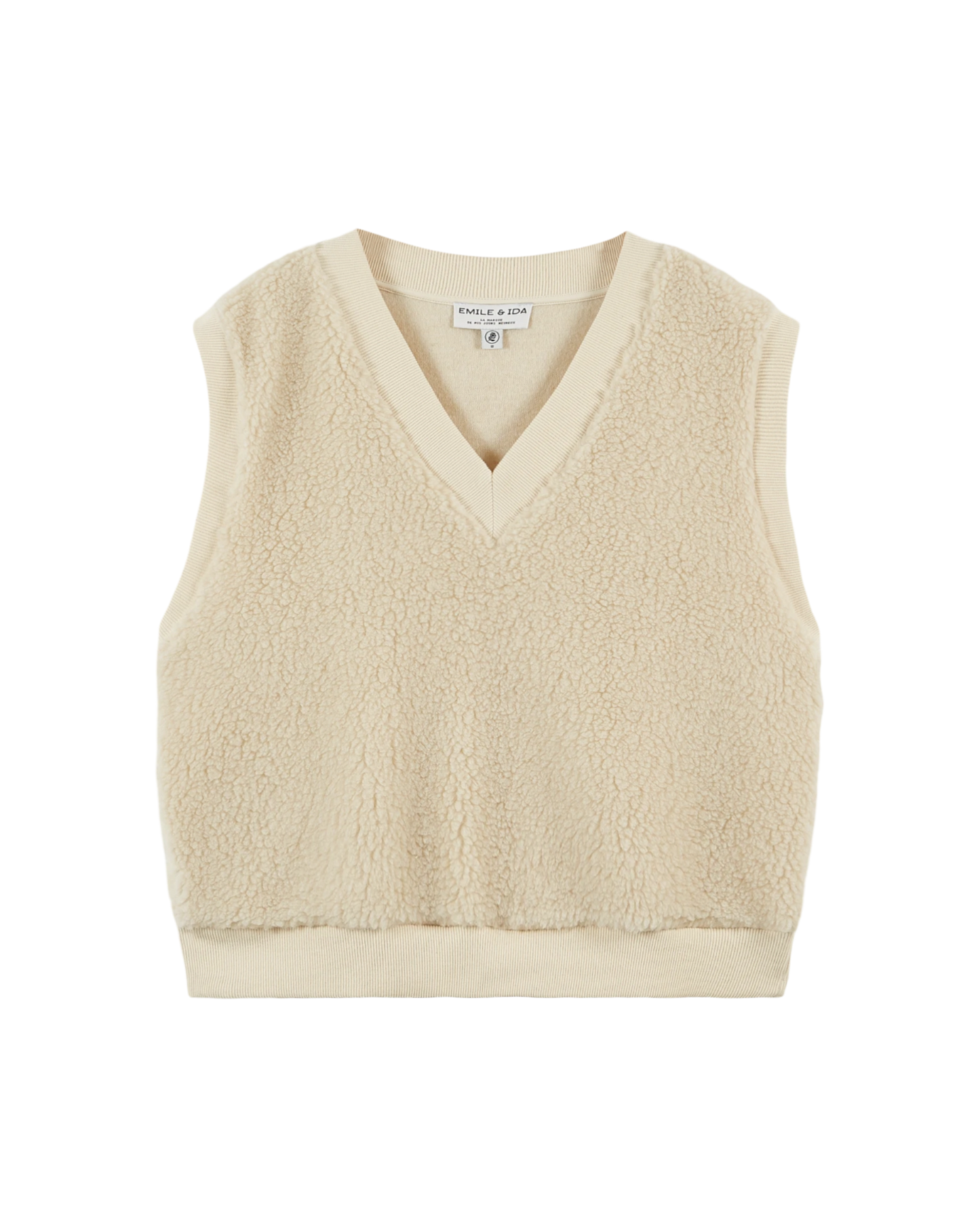 Sweat sans manches sherpa écru