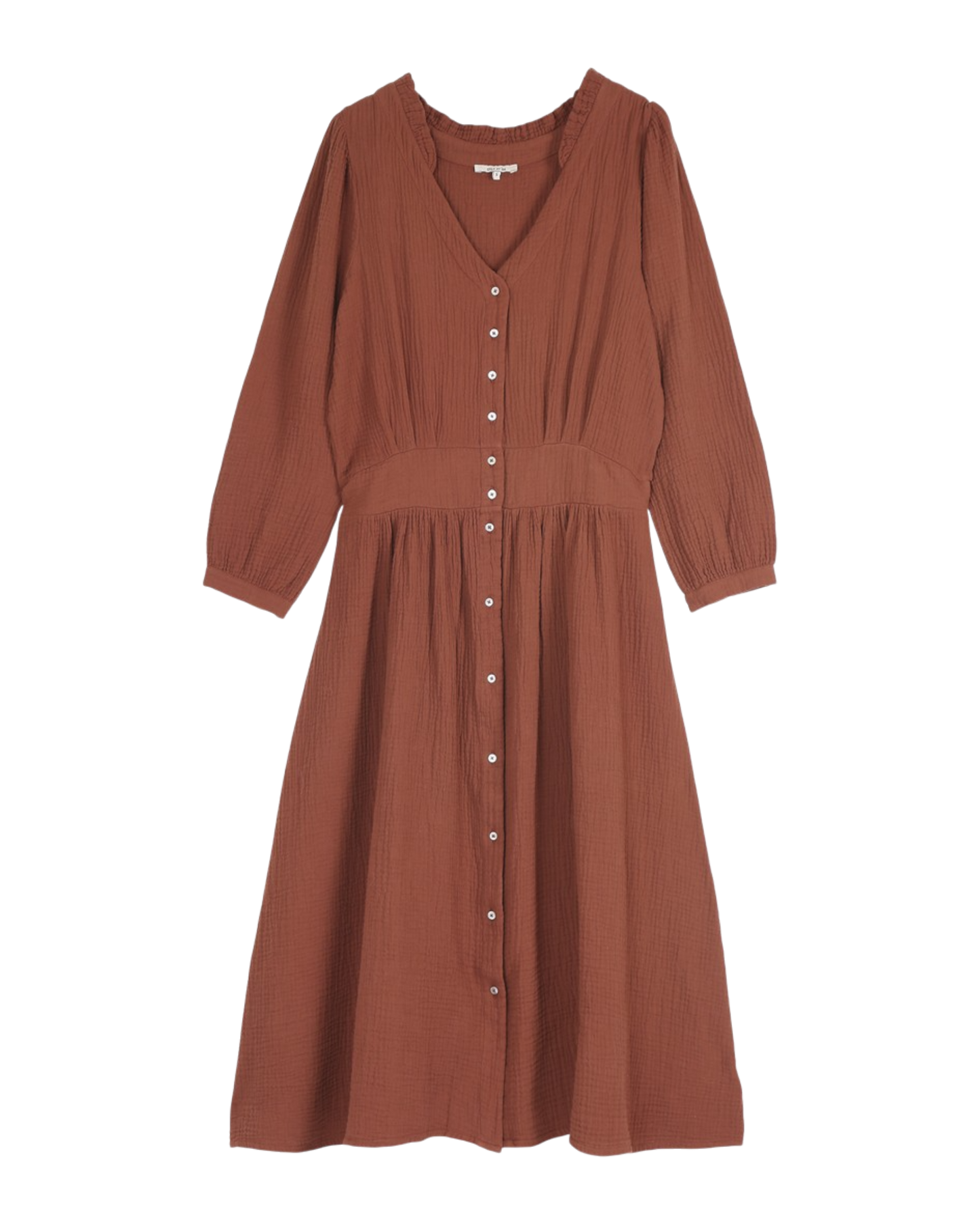 robe chemisier femme en gaze de coton auburn