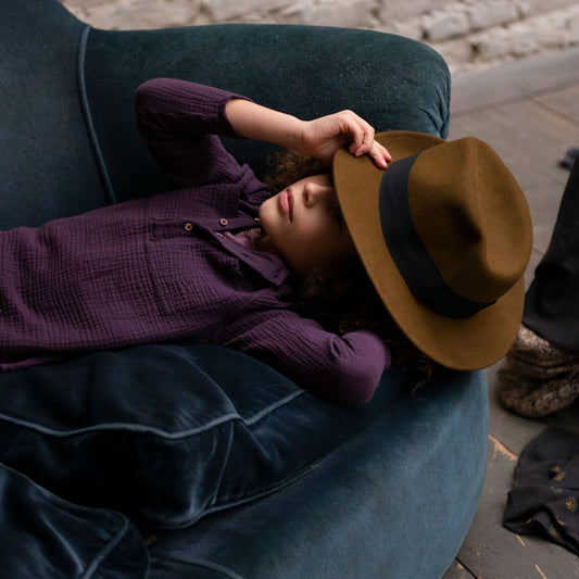 Kurta double gaze de coton aubergine