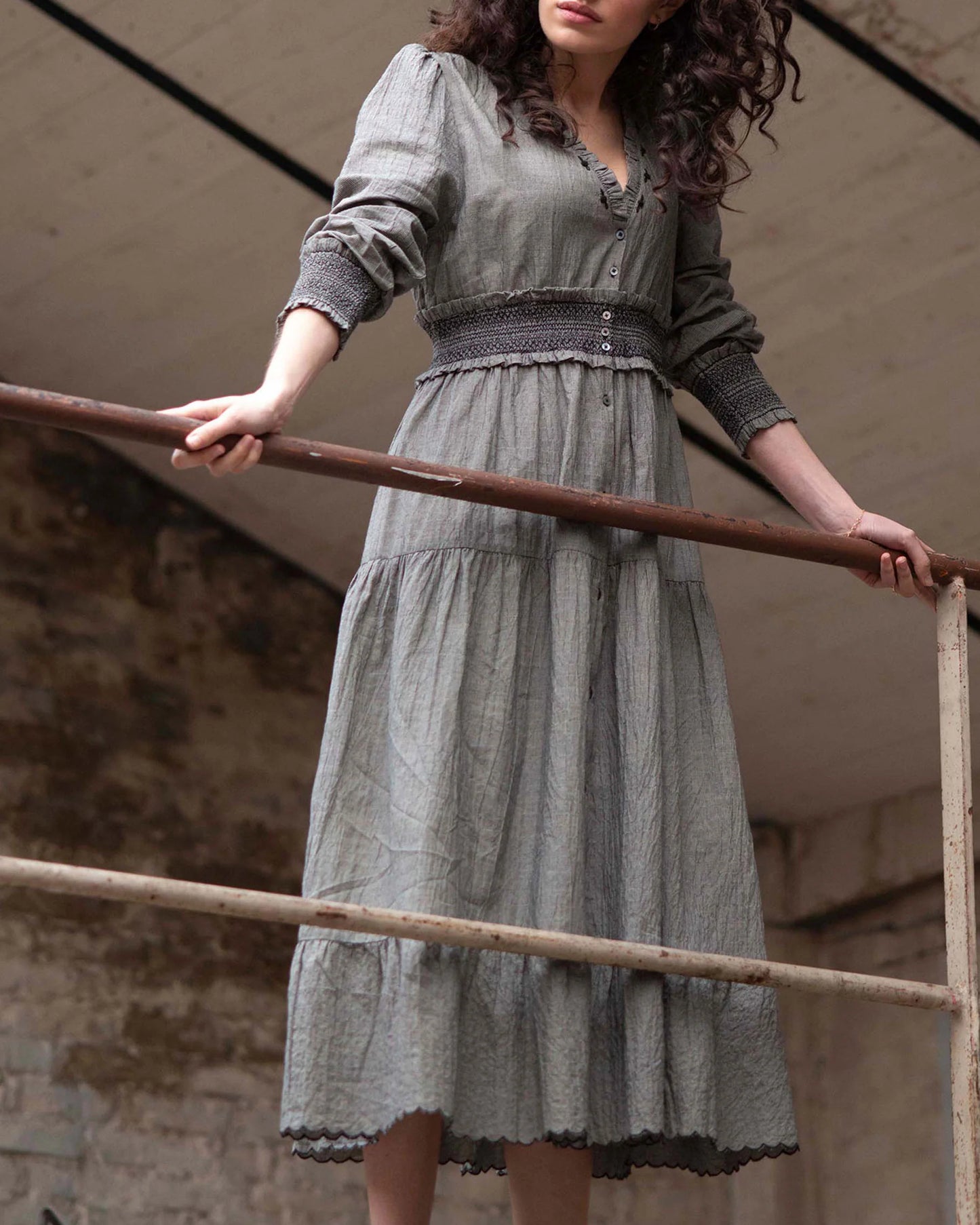 Robe coton mini carreaux gris