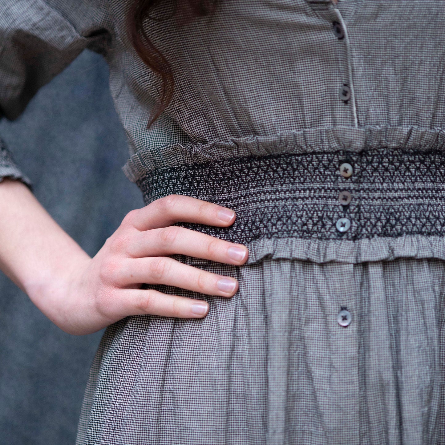 Robe coton mini carreaux gris