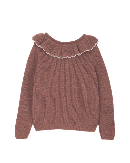 Cardigan collerette alpaga bois