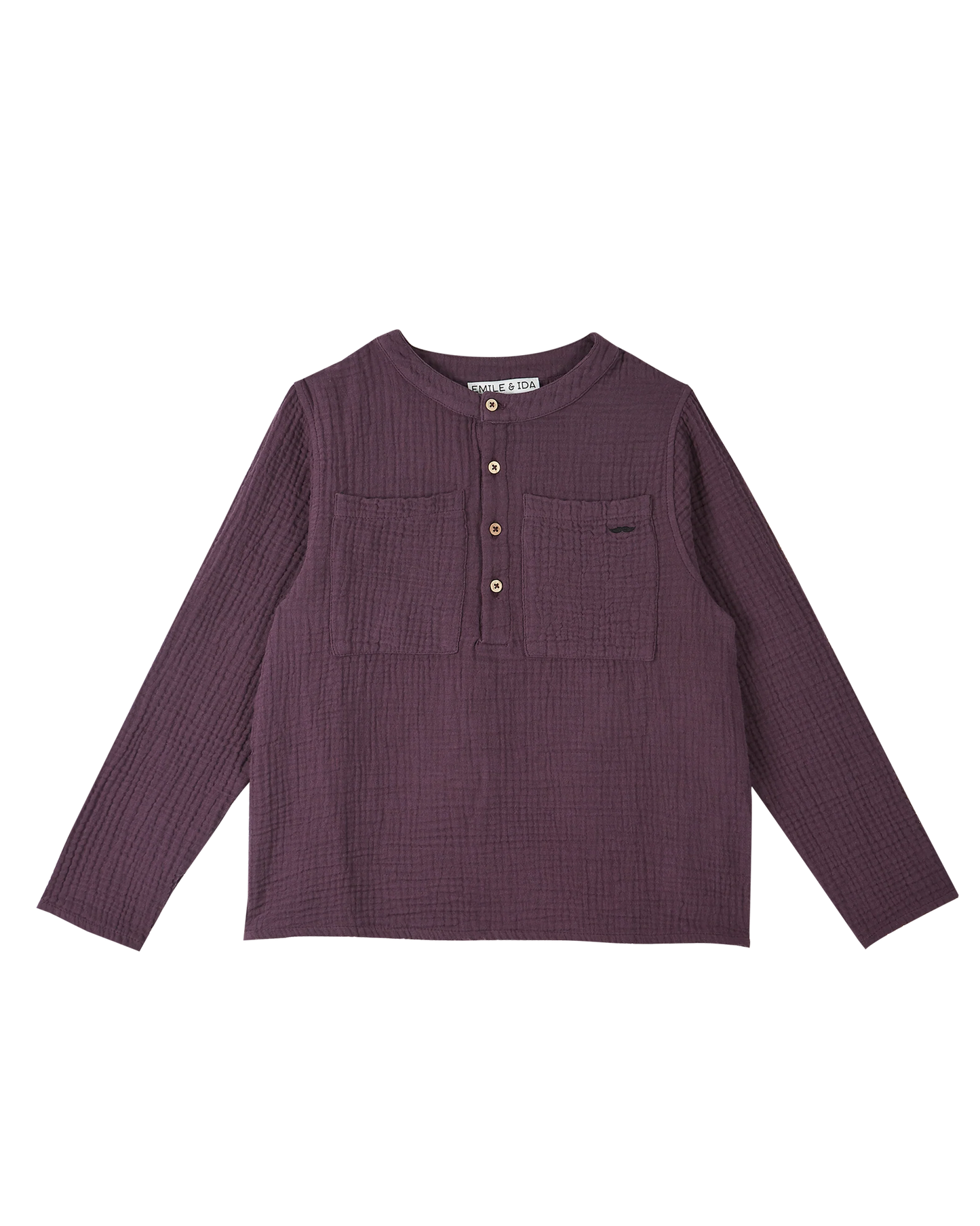 Kurta double gaze de coton aubergine