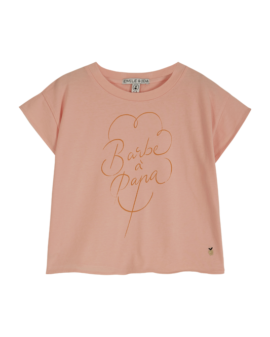 T-shirt coton bio barbe à papa rose