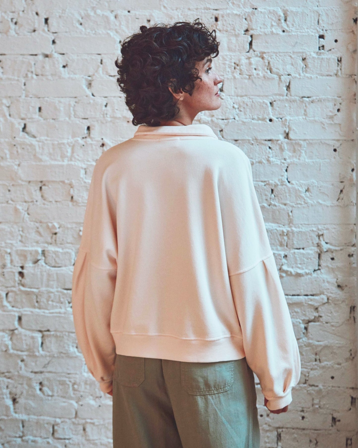 Sweat boutonné coton bio crème