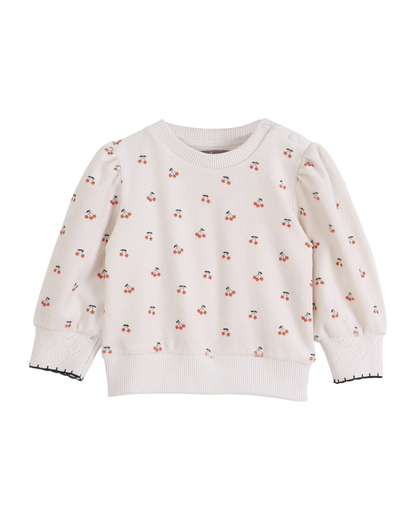 Sweat éponge écru cerises