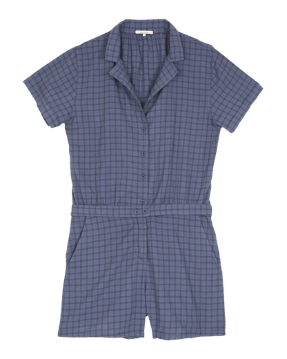 Combishort à carreaux bleu