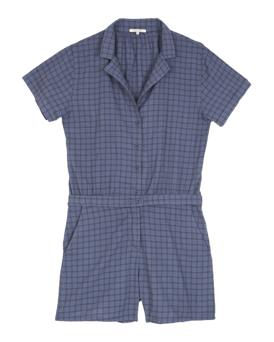 Combishort à carreaux bleu