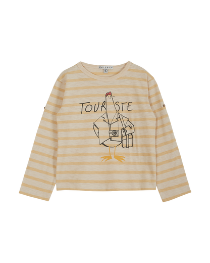 T-shirt coton bio rayé vanille