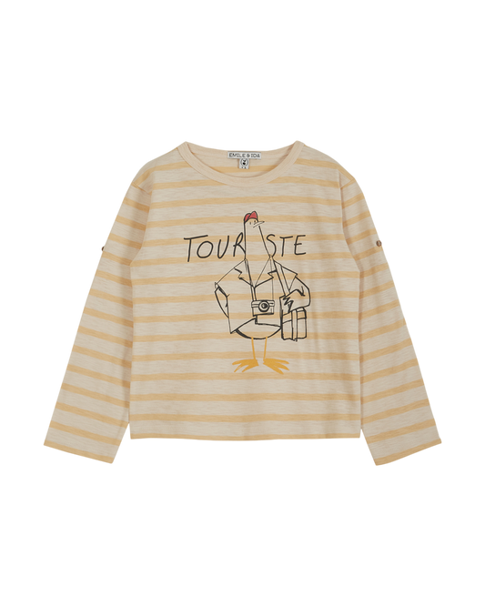 T-shirt coton bio rayé vanille