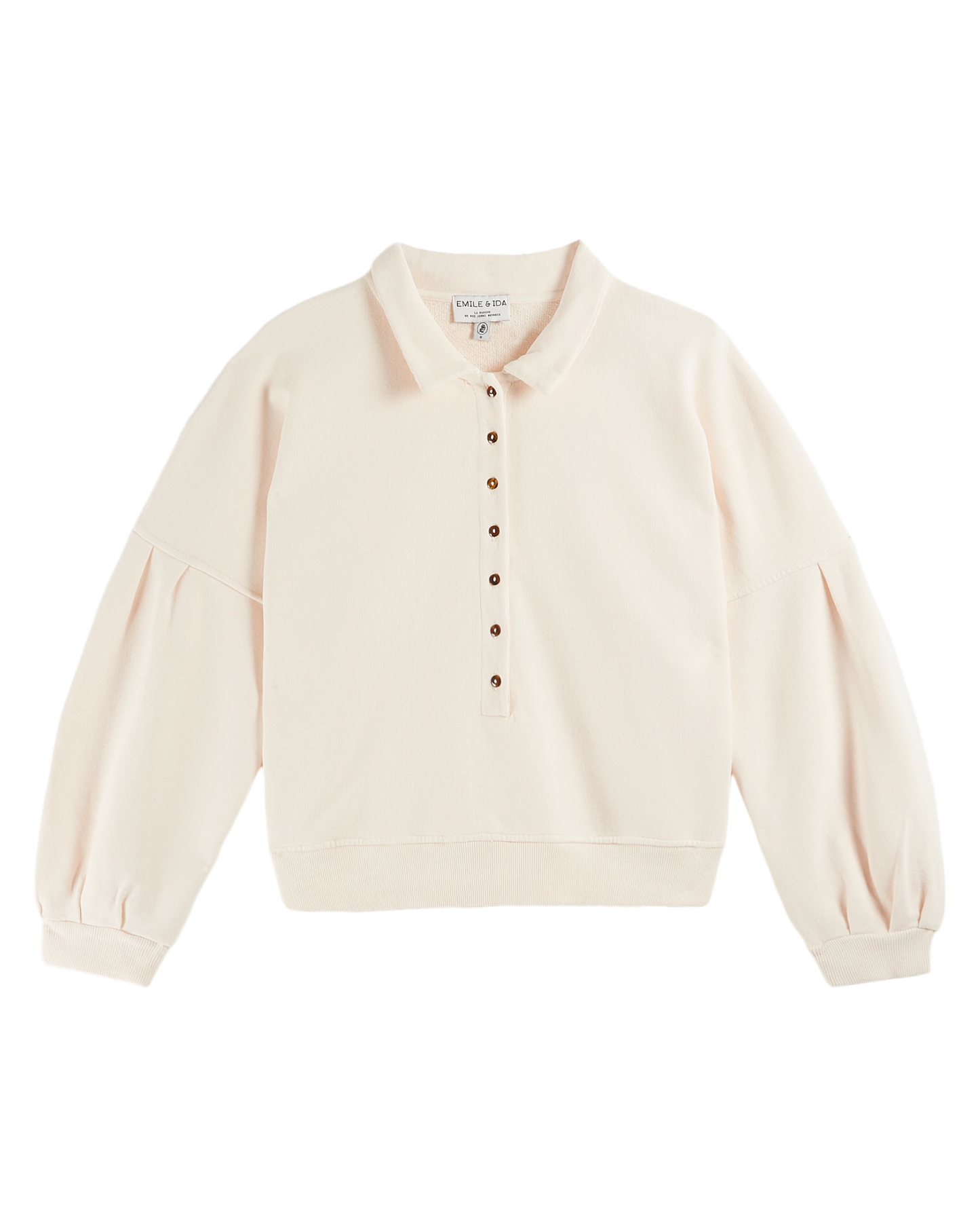 Sweat boutonné coton bio crème