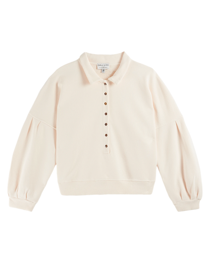 Sweat boutonné coton bio crème