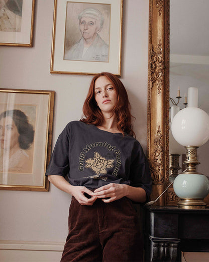 T-shirt Good Morning England coton bio charbon